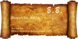 Busztin Béla névjegykártya